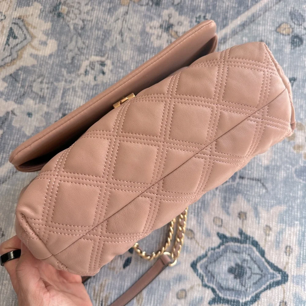 Tory Burch Fleming Soft Quilted Lambskin Leather Shoulder Bag In Pink Moon